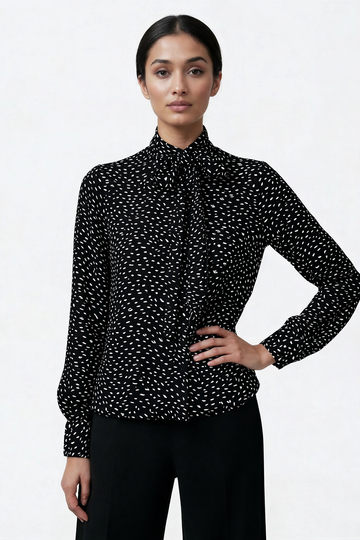 91B8062-26 | Blouse - Black Dot