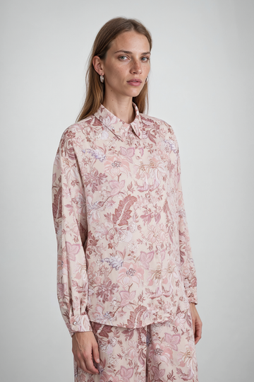 Mikael Aghal Floral Print Button-Front Blouse