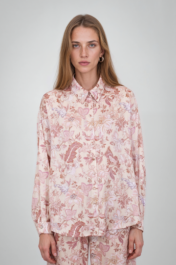 Mikael Aghal Floral Print Button-Front Blouse
