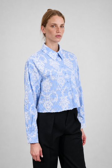 Mikael Aghal Toile Print Cotton Button-Front Blouse
