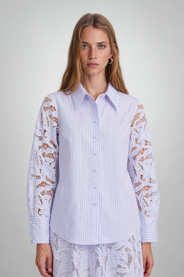 Mikael Aghal Lavender Stripe Shirt