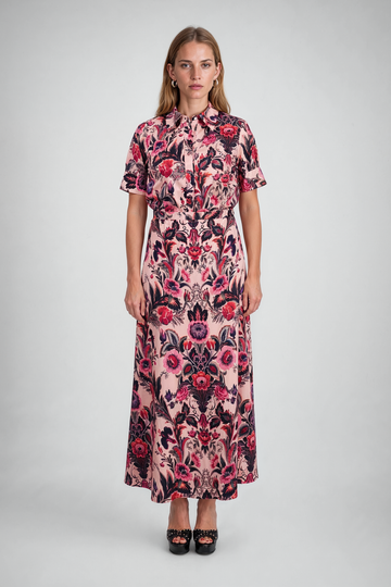 Mikael Aghal Botanical Print A-Line Maxi Skirt