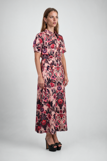 Mikael Aghal Botanical Print A-Line Maxi Skirt