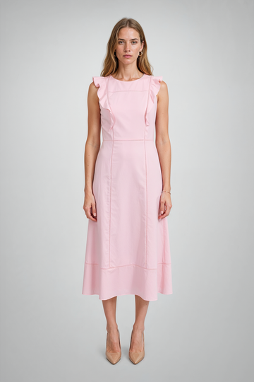 Mikael Aghal Flutter Sleeve Midi Dress