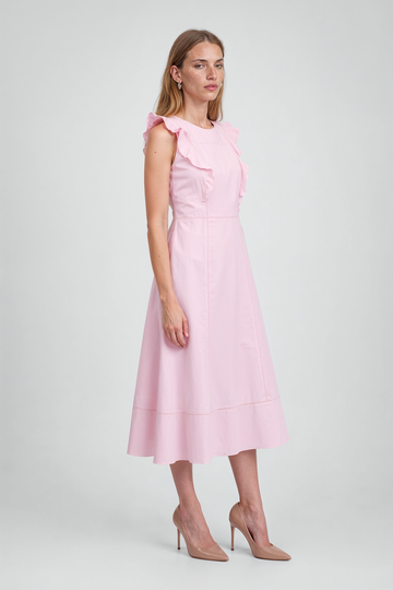 Mikael Aghal Flutter Sleeve Midi Dress