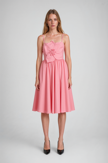 Mikael Aghal Floral Appliqué Fit & Flare Midi Dress