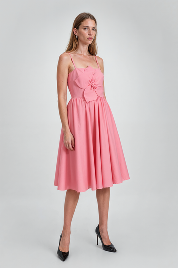 Mikael Aghal Floral Appliqué Fit & Flare Midi Dress