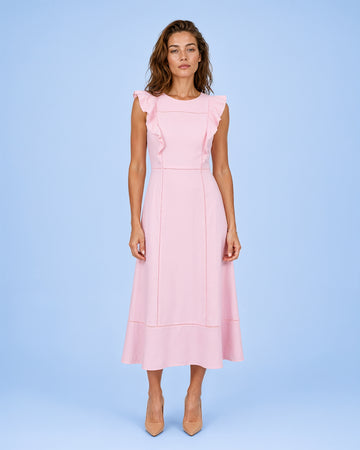 Mikael Aghal Flutter Sleeve Midi Dress