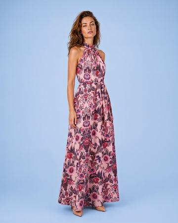 Mikael Aghal Floral Halter Maxi Dress