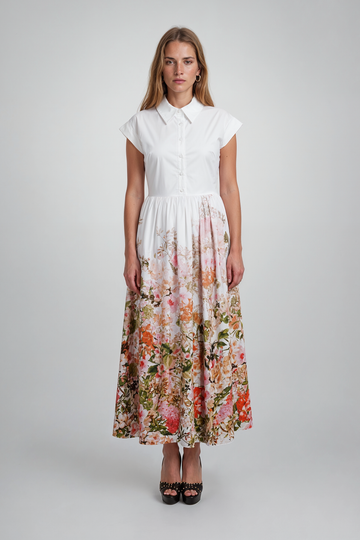 Mikael Aghal Floral Border Print Shirtdress