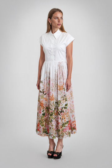 Mikael Aghal Floral Border Print Shirtdress