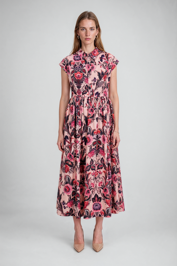Mikael Aghal Floral Shirt Midi Dress