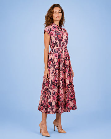 Mikael Aghal Floral Shirt Midi Dress