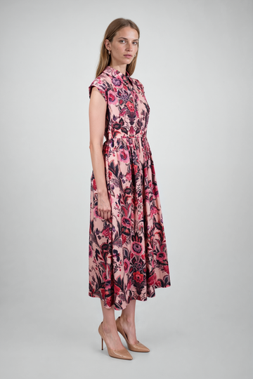 Mikael Aghal Floral Shirt Midi Dress