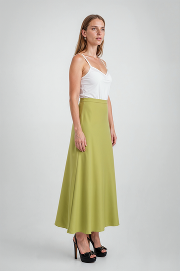Mikael Aghal High-Waisted A-Line Midi Skirt