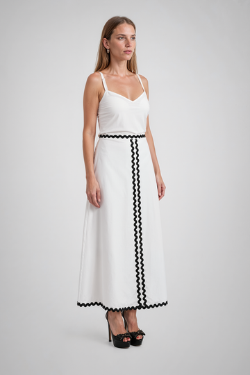 Mikael Aghal Ric-Rac Trimmed A-Line Maxi Skirt