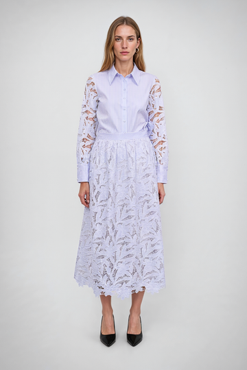 Mikael Aghal Guipure Lace A-Line Midi Skirt