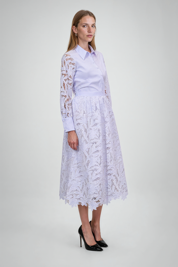 Mikael Aghal Guipure Lace A-Line Midi Skirt