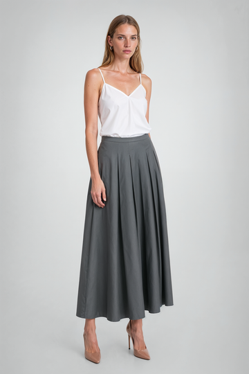 Mikael Aghal Box-Pleated Midi Skirt