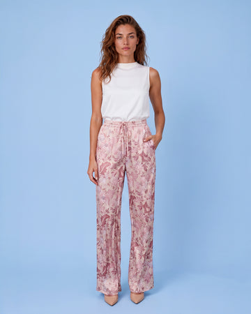 Mikael Aghal Floral Print Wide-Leg Pants